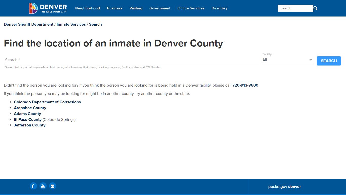 Inmate Search | City and County of Denver