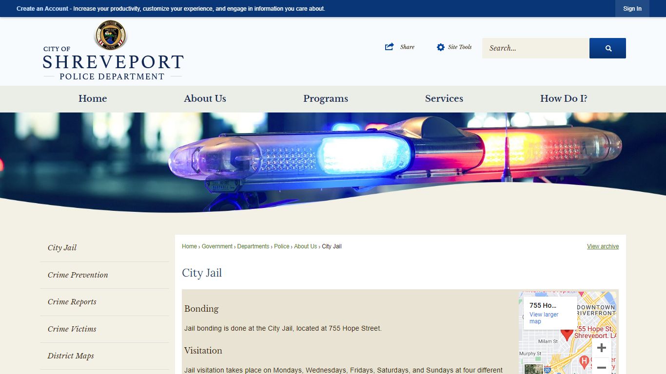 City Jail | Shreveport, LA - Official Website